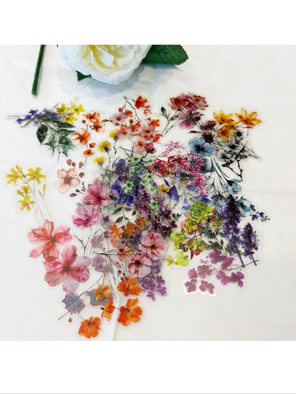 Floral Decal Transfer Sheet - Multicolor Decorative Flower Stickers